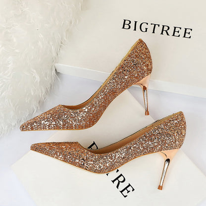 Sexy Nightclubs Thinner High Heels Women Shoes Stiletto Heel Sparkle Sequ Pumps