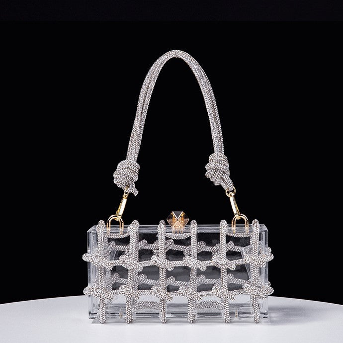 Spring Summer Alec Transparent Storage Box Handcraft Braiding Rope Small Square Bag Underarm Handbags