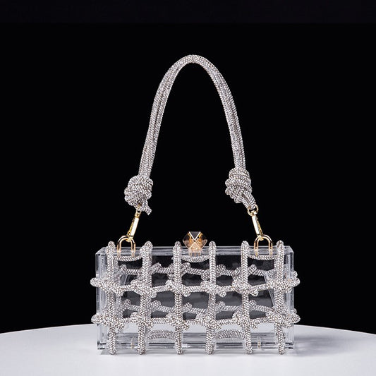 Spring Summer Alec Transparent Storage Box Handcraft Braiding Rope Small Square Bag Underarm Handbags