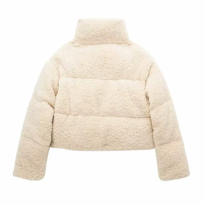 Women Clothing Winter Artificial Lamb Wool Thick Fleece Cotton Padded Jacket Warm Short Coat