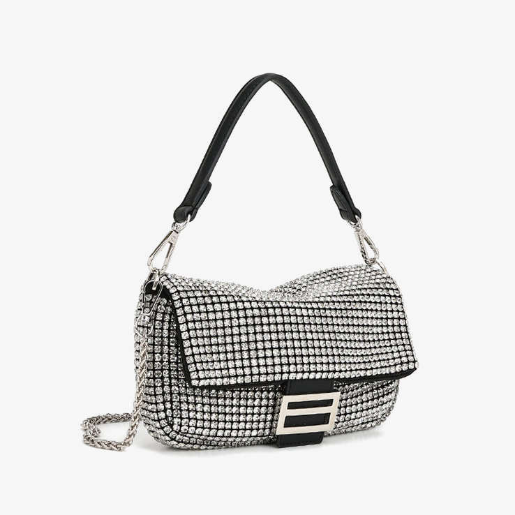 Diamond Embedded High Grade Shoulder Messenger Bag Fashionable Dinner Bag Niche Full Diamond Portable Underarm Bag Women