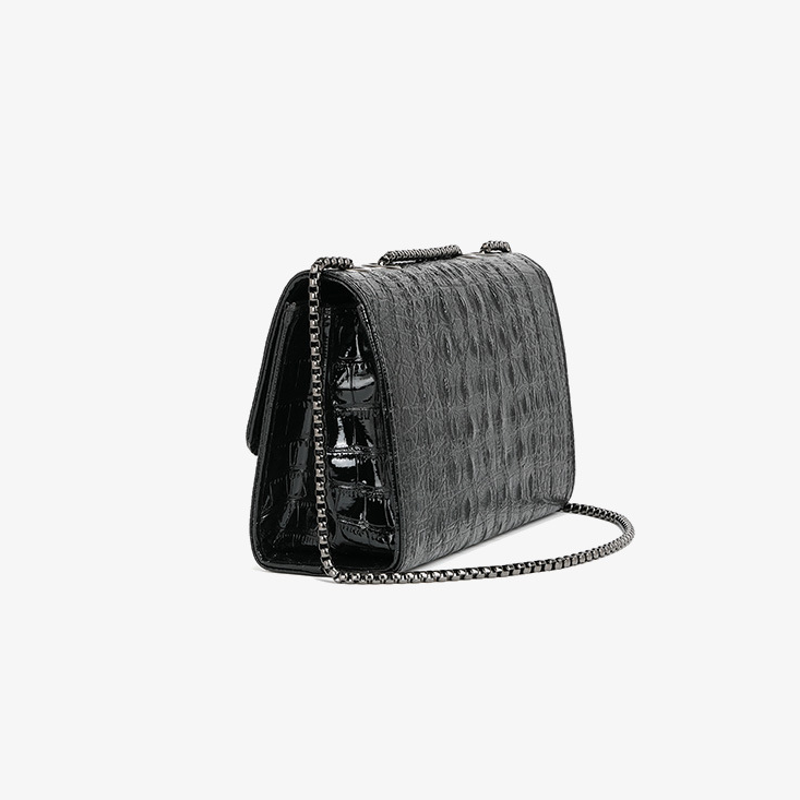 Messenger Bag Women Bag Summer Retro Chain Text Crocodile Pattern Small Square Bag