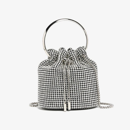 Stylish Bag Women Handmade Diamond Chain Shoulder Bag Mini Bucket Hand Carrying Messenger Bag