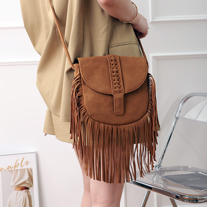 Bohemia Bag Cover Woven Semicircle Soft Leather Fashionable Tassel Bag Shoulder Messenger Bag