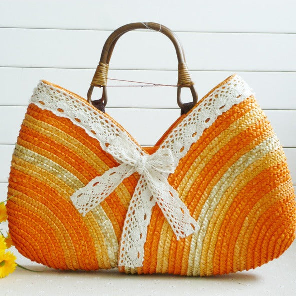 Color Straw Machine Order Handmade Straw Bag Wild Beach Woven Bag