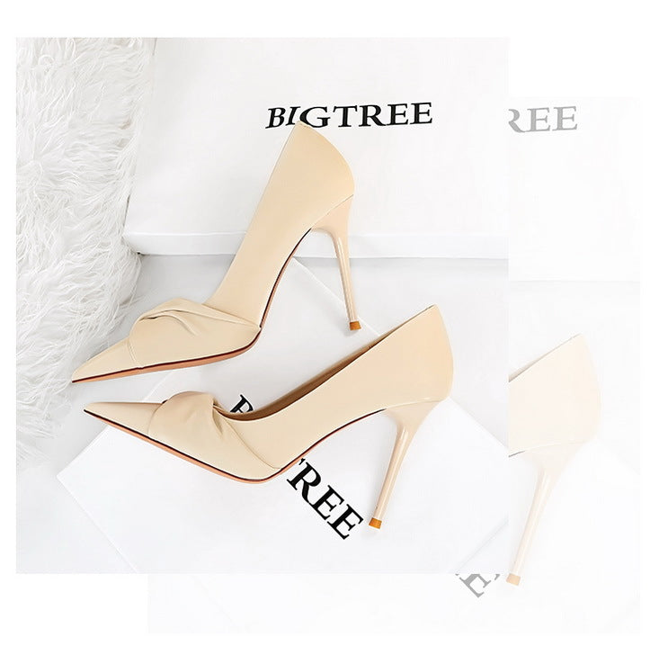 Elegant Cocktail High Heels Stiletto Heel Slim Fit Low Cut Pointed Toe Bowknot Women Shoes