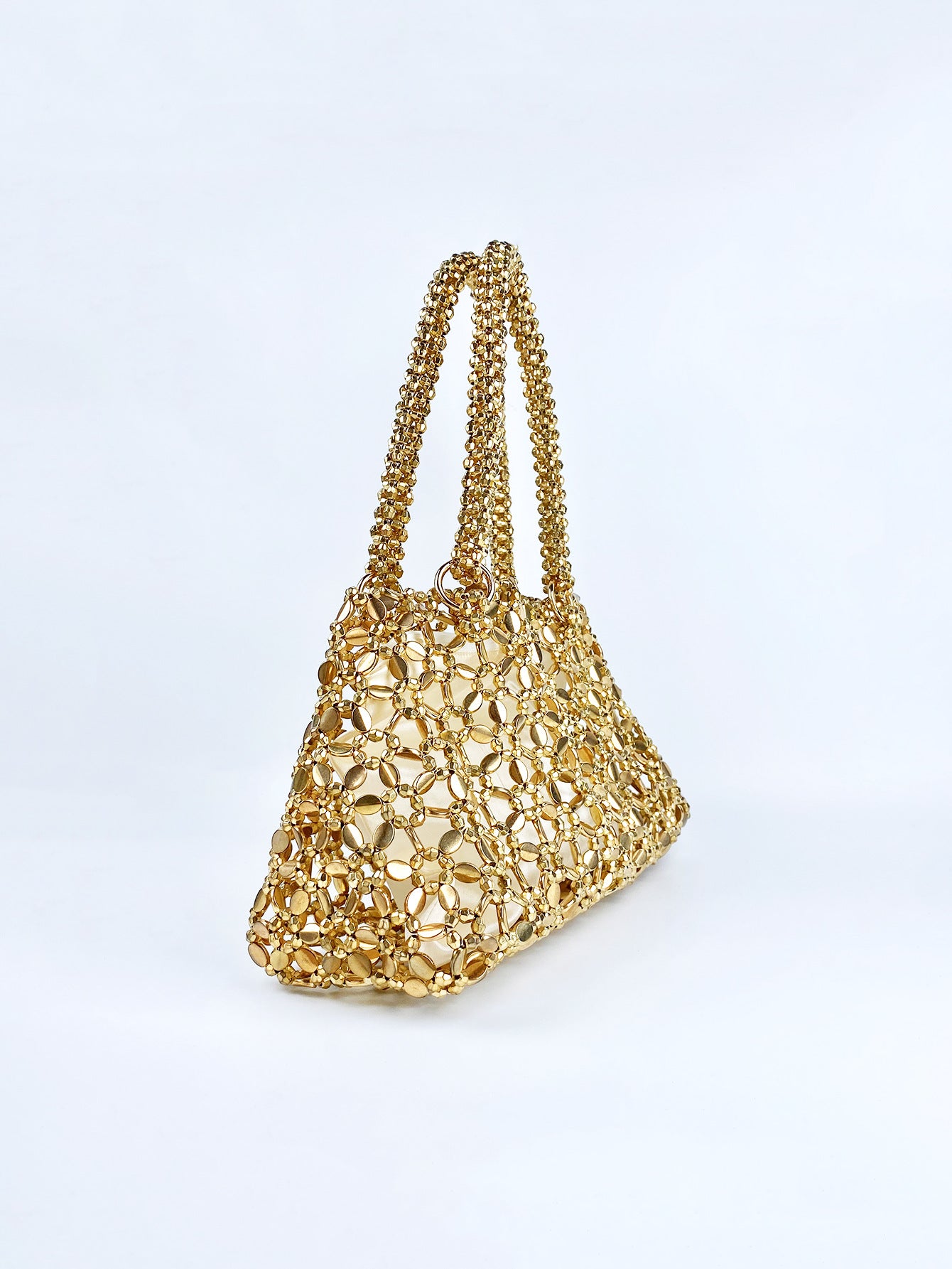 Personalized Woven Hollowed Good looking Ceiling Handbag Shiny Handmade Pearl Tote Underarm Bag