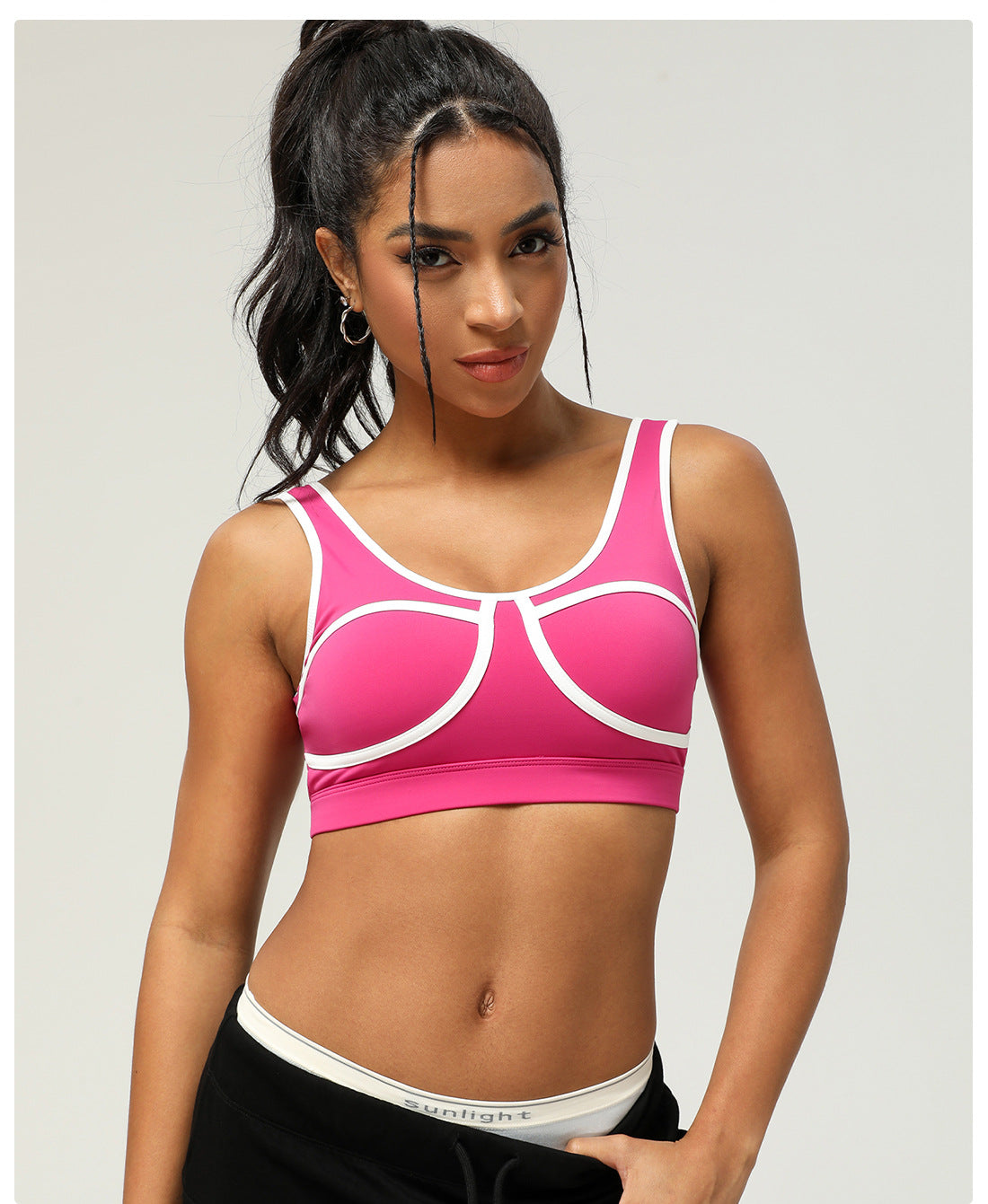 Contrast Color Sports Underwear Hollow Out Cutout Out Beauty Back Yoga Bra Women Inner Wear Outer Wear Running Fitness Clothes Top