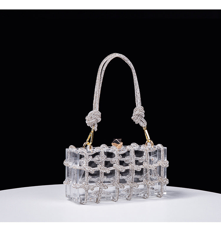 Spring Summer Alec Transparent Storage Box Handcraft Braiding Rope Small Square Bag Underarm Handbags