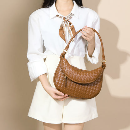 Retro Twin Bag Women Woven Bag Advanced Portable Shoulder Underarm Bag