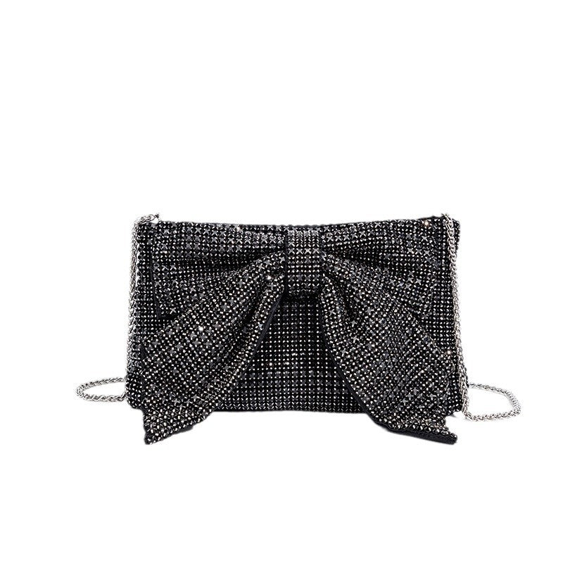 Bow Crystal Women Diamond King Diamond Evening Bag Full Diamond Dinner Cheongsam Crossbody Chain Bag