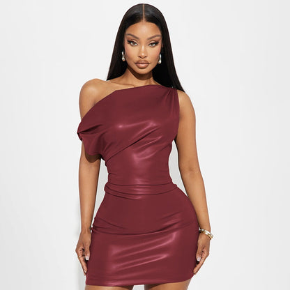 Crossbody Sheath Dress Women Clothing Sexy Nightclub Dress