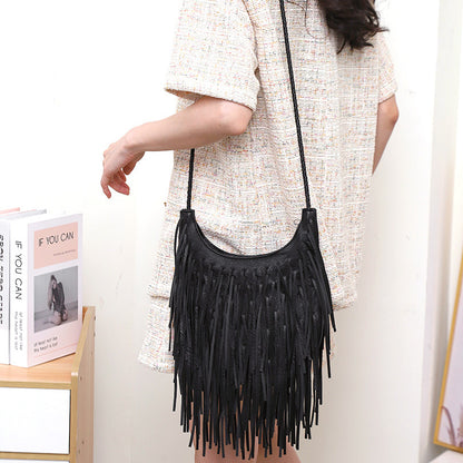 Tassel Bag Lady Bag Individual Soft Leather Handmade Shoulder Messenger Bag