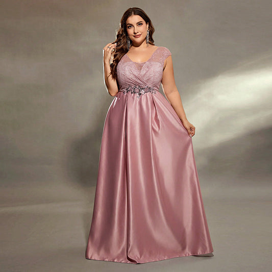 Plus Size Evening Dress Arrival Solid Color Maxi Dress Sexy Birthday Party Dress