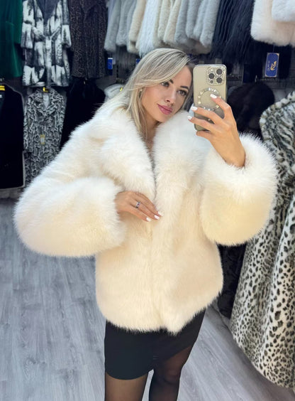 Autumn Winter Faux Fur Coat Women Fluffy Soft Fox Fur Jacket Street Environmentally Friendly Fur