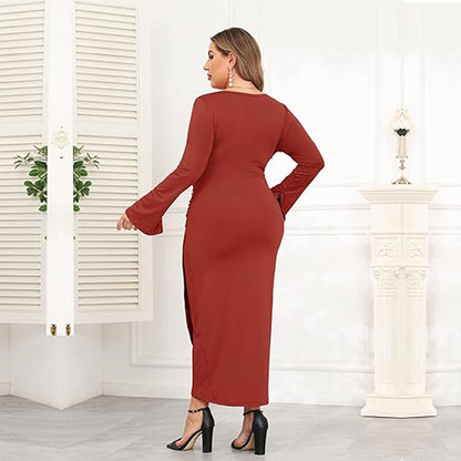 Plus Size Women Clothing Elegant Lady of Note Dress Autumn Winter Square Collar Slimming Evening Dress Sheath Dress