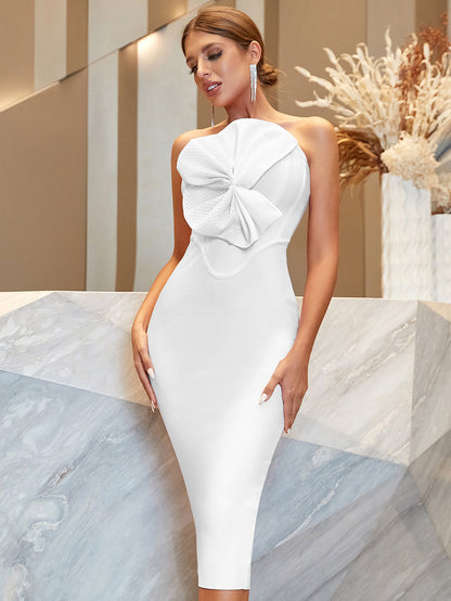 Bandage Dress Evening Dress Hip Bow Party Bandage Dress Backless