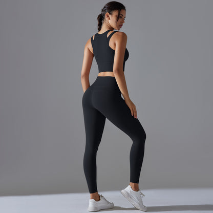 Sports Push up Zipper Beauty Back High Waist Hip Lift Wear Free Underwear Sports Trousers Fitness Pants Yoga Two Piece Sets