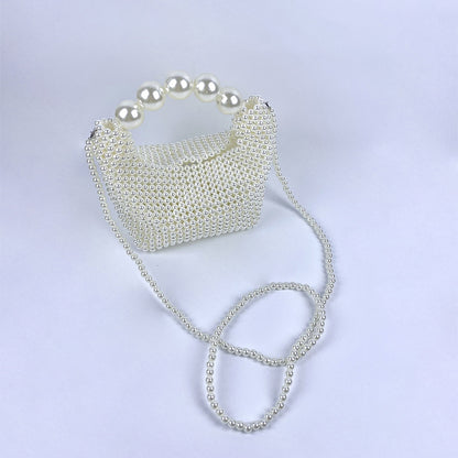 Popular Hand Woven Large Pearl Tote Shoulder Bag Socialite High Grade Dinner Bag