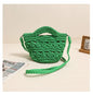 Colorful Crossbody Cotton Thread Green without Lining