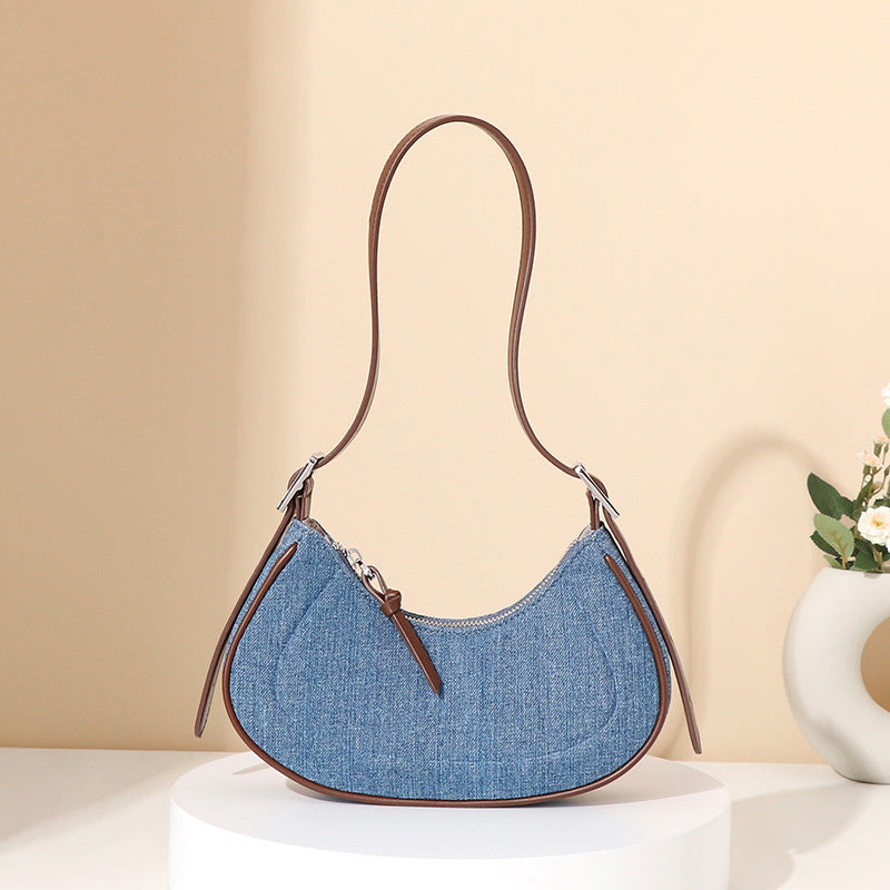 Denim Crescent Handbag Simple Underarm Bag Trendy Comfortable Shoulder Bag Women