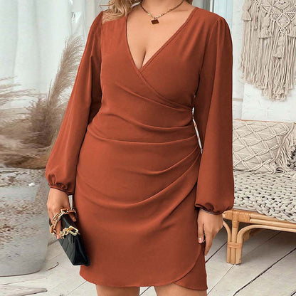 Plus Size Women Clothes French Elegant Dress Autumn Winter Lady Intellectual Elegant Short