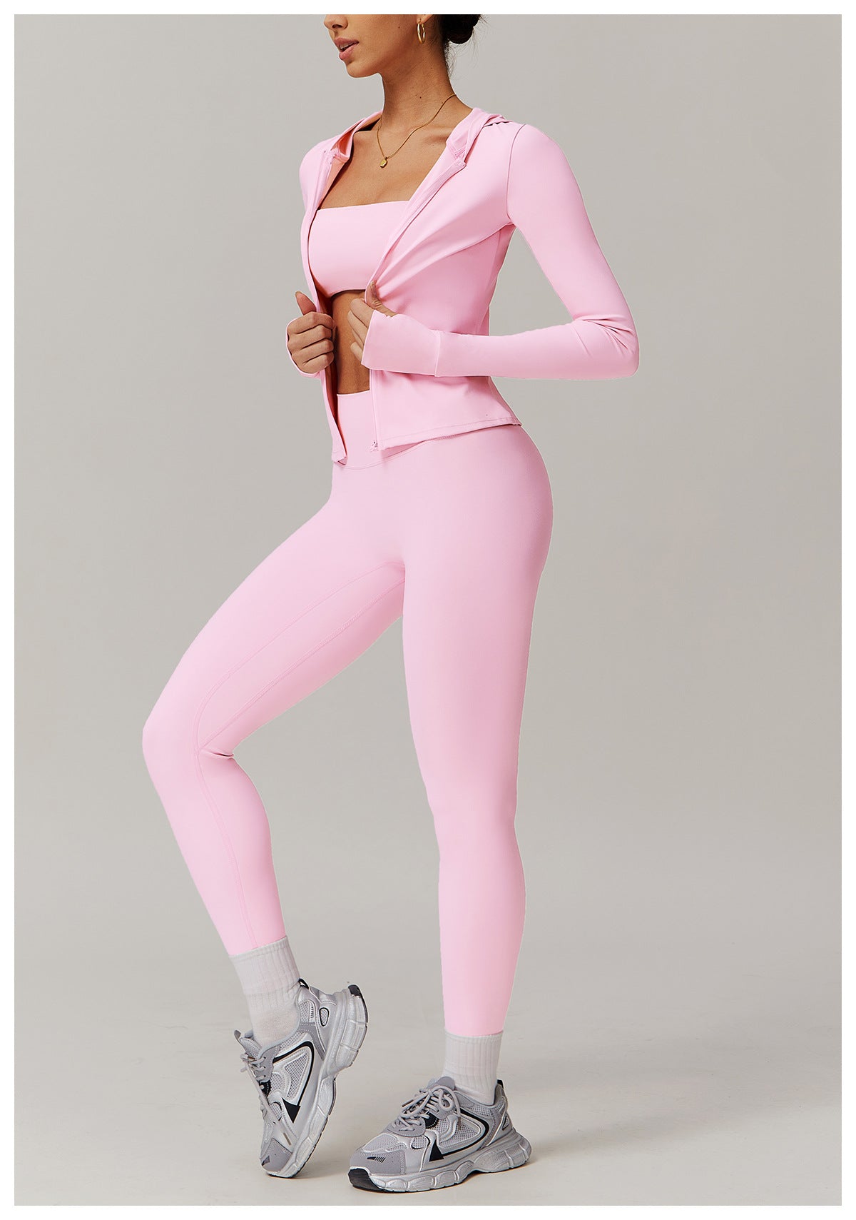 Zipper Brushed Tight Long Sleeved Sports Jacket Women Running Fitness Yoga Wear Slim Fit Soft Top