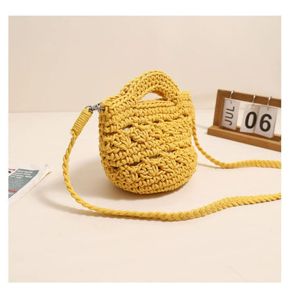 Colored Crossbody Cotton Thread Yellow without Lining