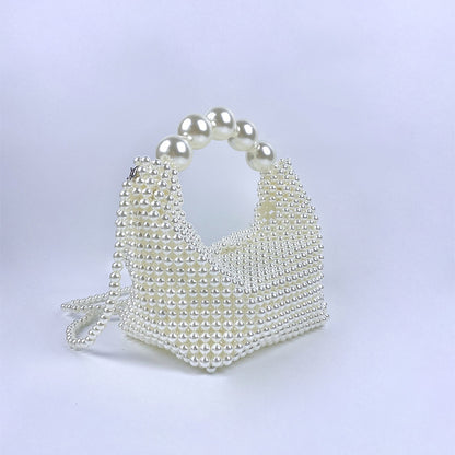 Popular Hand Woven Large Pearl Tote Shoulder Bag Socialite High Grade Dinner Bag