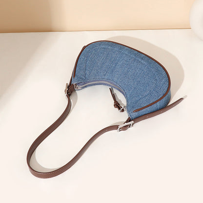 Denim Crescent Handbag Simple Underarm Bag Trendy Comfortable Shoulder Bag Women