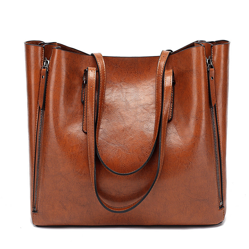 Special Interest Design Soft Leather Big Bag Large Capacity Shoulder Bag Office Minimalist Tote Bag