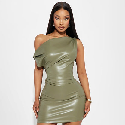 Crossbody Sheath Dress Women Clothing Sexy Nightclub Dress