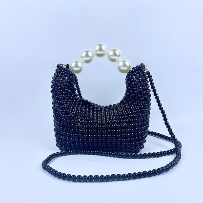 Popular Hand Woven Large Pearl Tote Shoulder Bag Socialite High Grade Dinner Bag