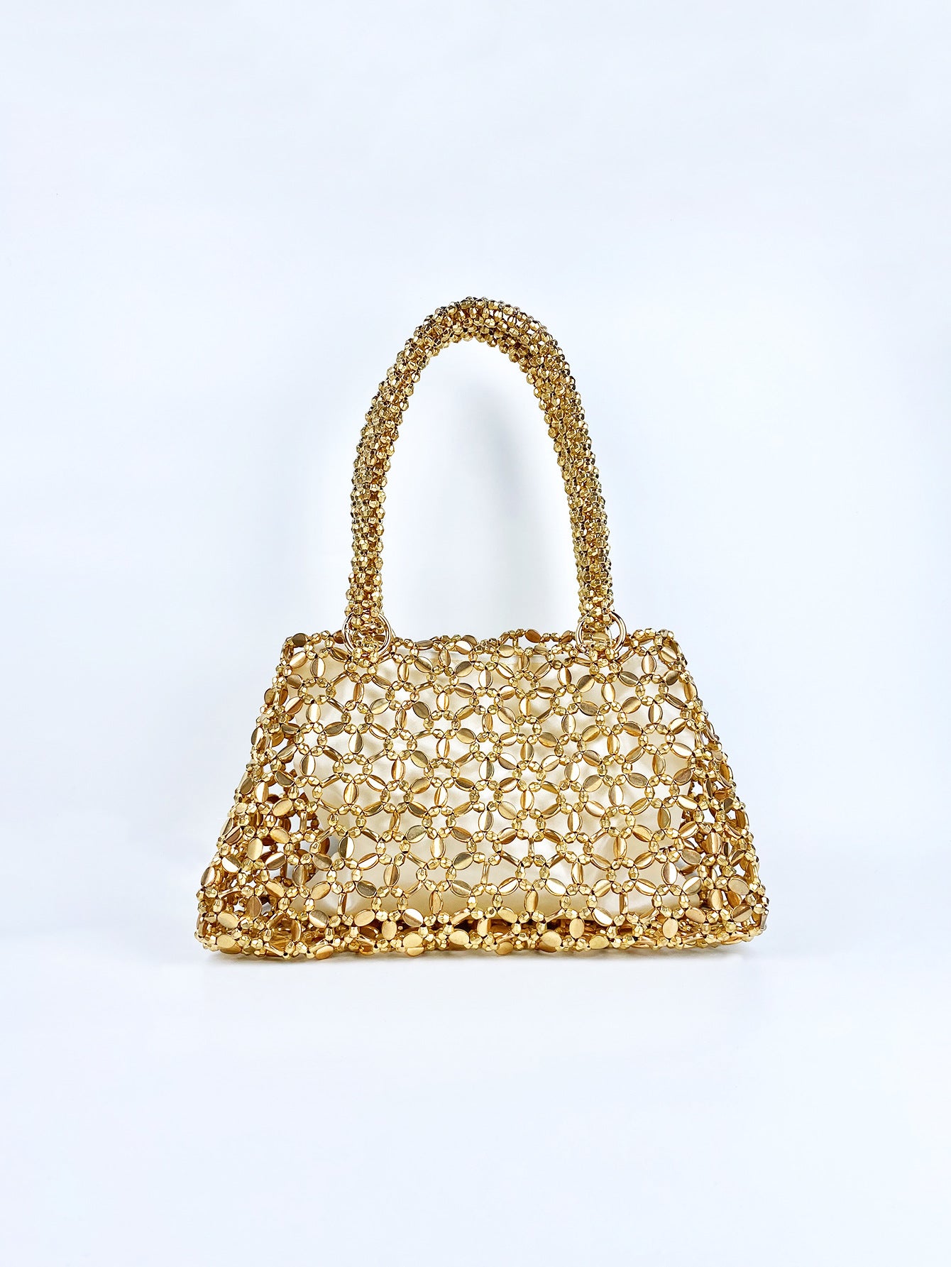 Personalized Woven Hollowed Good looking Ceiling Handbag Shiny Handmade Pearl Tote Underarm Bag