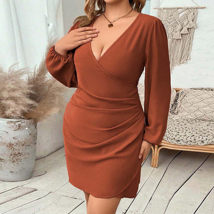 Plus Size Women Clothes French Elegant Dress Autumn Winter Lady Intellectual Elegant Short